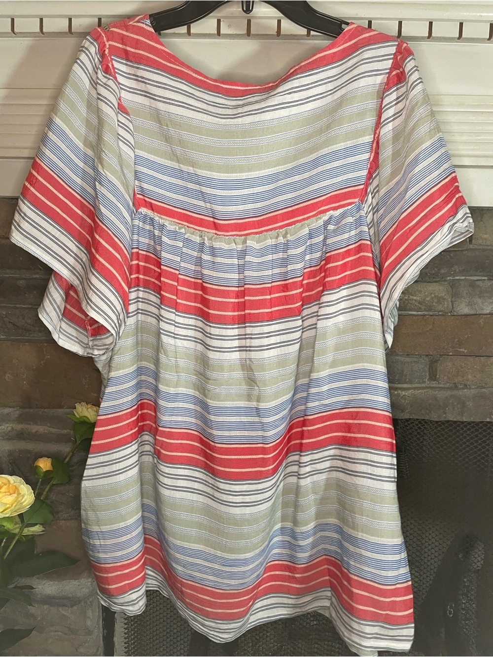 Kim Rogers Coral, Blue & Cream Striped Embroidered Tunic - Picture 2 of 8
